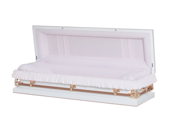 Clair White/Pink Casket Full Couch - Discount Caskets - Discount