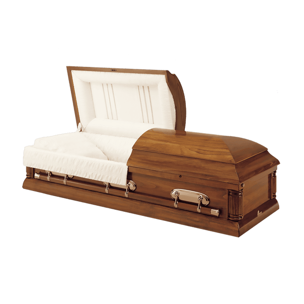 Batesville Hanover Hardwood casket — solid poplar with rosetan crepe interior