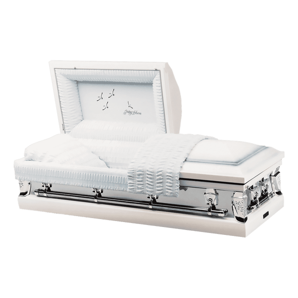 Batesville Ivory Mist Casket — ivory 20-gauge steel with light blue crepe interior
