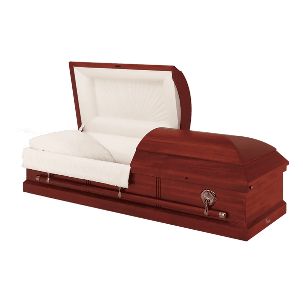 Batesville Westridge Hardwood casket — solid poplar with rosetan crepe interior