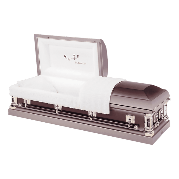 Batesville Cottage Rose Casket — purple 18-gauge steel with ivory crepe interior