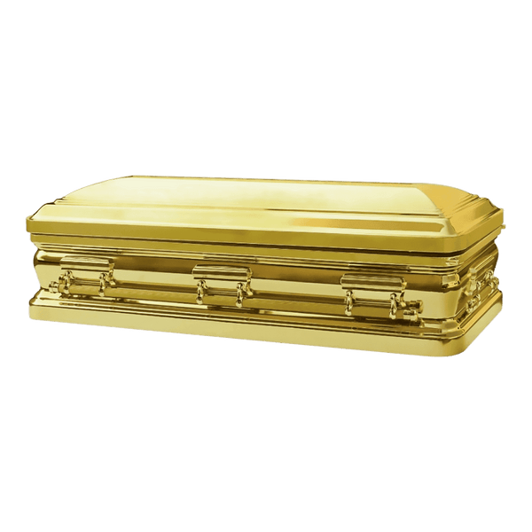 Gold Chrome Casket Full Couch — blue velvet interior