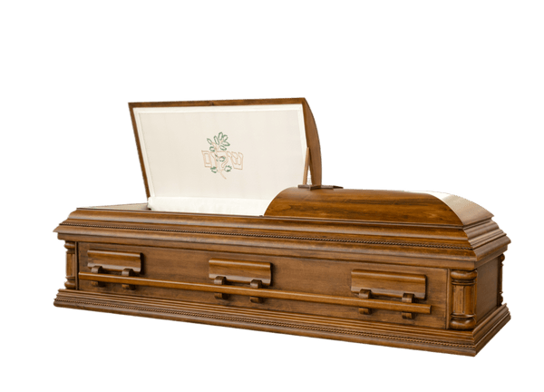 Solid Poplar Rachel Casket — rosetan crepe interior