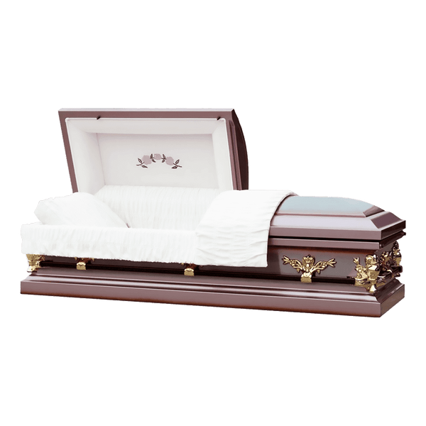 Imperial Rose casket — rose 18-gauge steel with white velvet interior