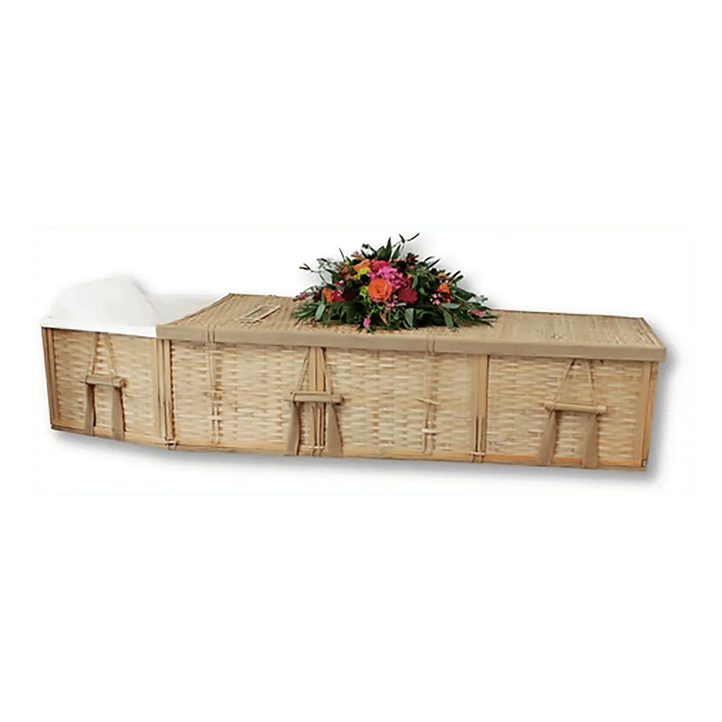 Discount Caskets 6 Point Bamboo Casket — solid bamboo with white cotton interior (view 2)