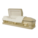 Orion Series Champagne casket — champagne 18-gauge steel with ivory velvet interior (view 2)