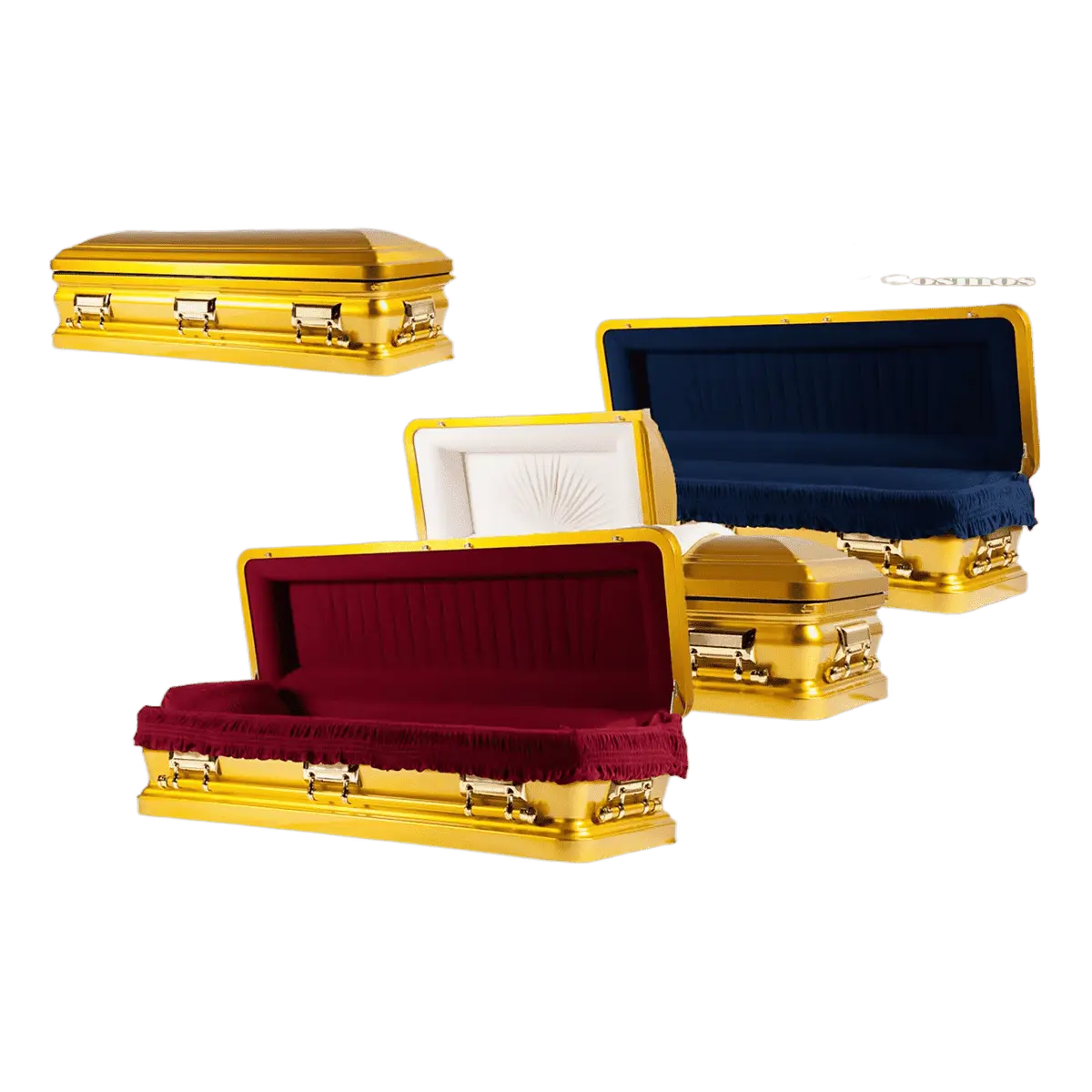 Aurora Series Gold casket — gold 18-gauge steel with ivory velvet interior (view 2)