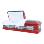 Orion Series Red casket — red 18-gauge steel with white velvet interior (view 2)