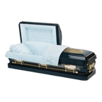 Orion Series Sapphire Blue casket — blue 18-gauge steel with blue velvet interior (view 2)