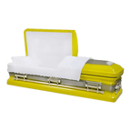Orion Series Yellow casket — yellow 18-gauge steel with white velvet interior (view 2)