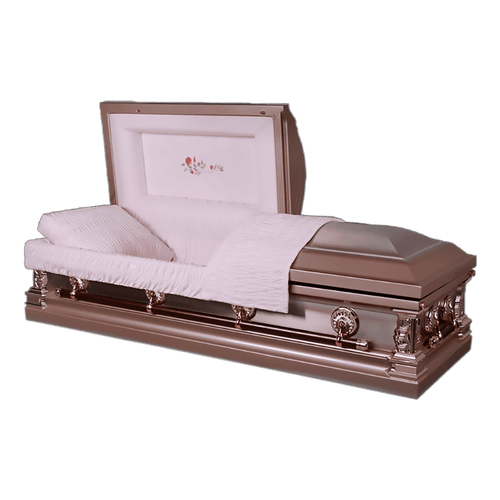Autumn Rose Stainless Steel casket — pink stainless steel with pink velvet interior (view 2)