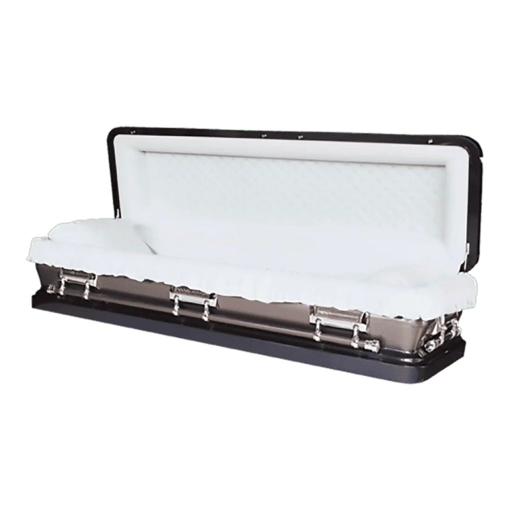 Discount Caskets Series Blue Full Couch — blue steel with blue velvet interior (view 2)