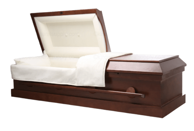 Cherry Cremation Casket — solid poplar with soft white velvet interior (view 3)