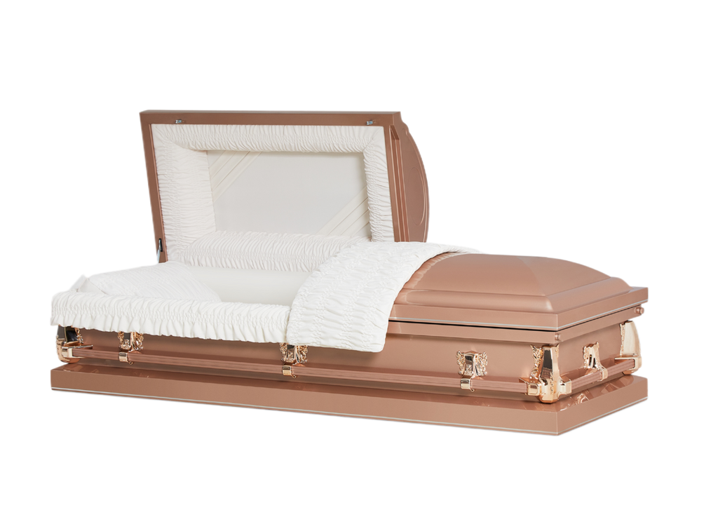 Clair Series Copper/Brass casket — copper 20-gauge steel with ivory crepe interior (view 2)