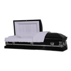 Clair Series Black casket — black 20-gauge steel with white crepe interior (view 3)