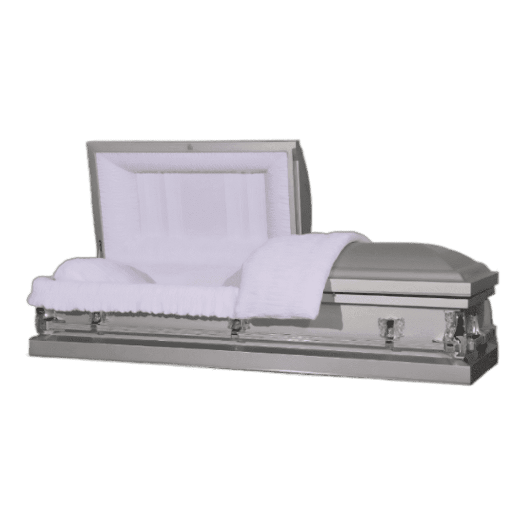 Clair Series Silver casket — silver 20-gauge steel with white crepe interior (view 2)