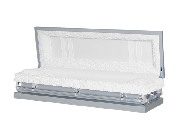 Clair Silver Casket Full Couch - Discount Caskets - Discount Caskets