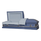 Clair Series Blue casket — blue 20-gauge steel with blue crepe interior (view 4)