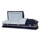 Clair Series Navy Blue casket — navy blue 20-gauge steel with blue crepe interior (view 2)