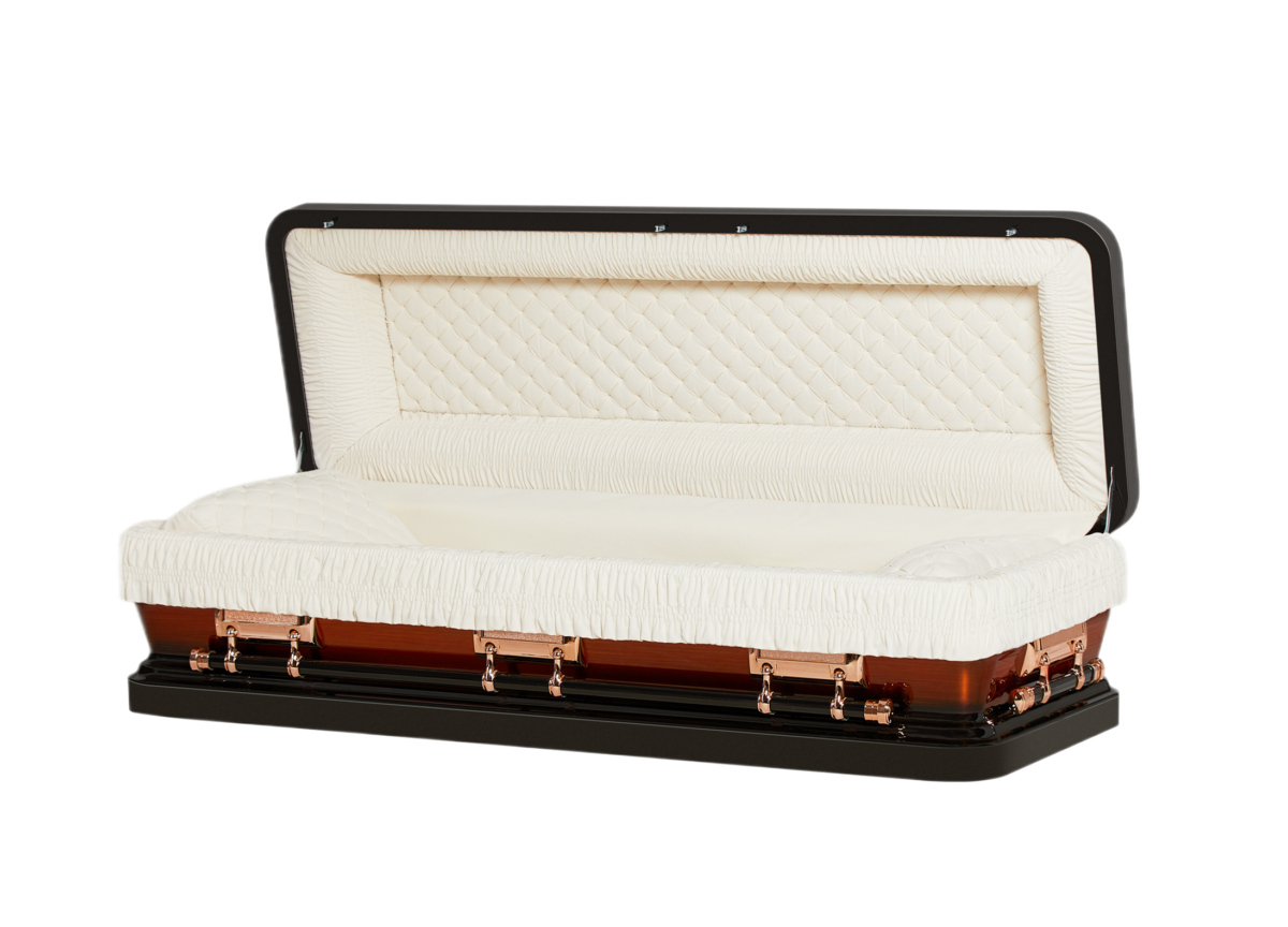 Discount Caskets Series Copper Full Couch — bronze 18-gauge steel with ivory velvet interior (view 3)