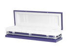 Clair Purple Full Couch casket — purple 20-gauge steel with white crepe interior (view 2)
