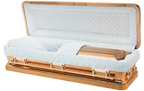 Copper Chrome casket — gold copper with white velvet interior (view 2)