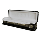 Discount Caskets Series Ebony Gold Full Couch — gold 18-gauge steel with ivory velvet interior (view 2)