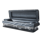 Discount Caskets Series Ebony Full Couch — black 18-gauge steel with black brushed interior (view 2)
