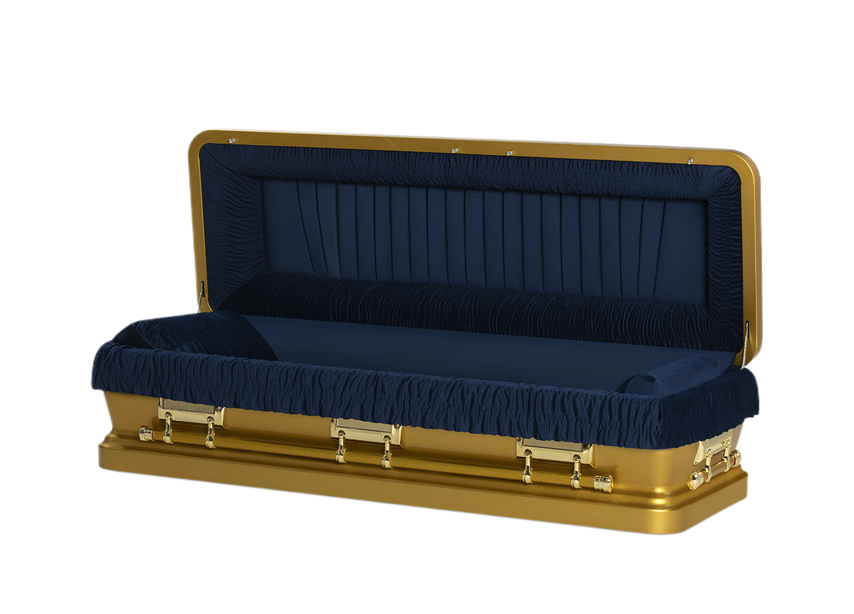 Gold & Blue Casket Full Couch - Discount Caskets - Discount Caskets