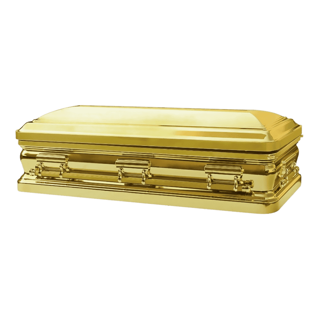 Gold Chrome Casket Full Couch — blue velvet interior (view 2)