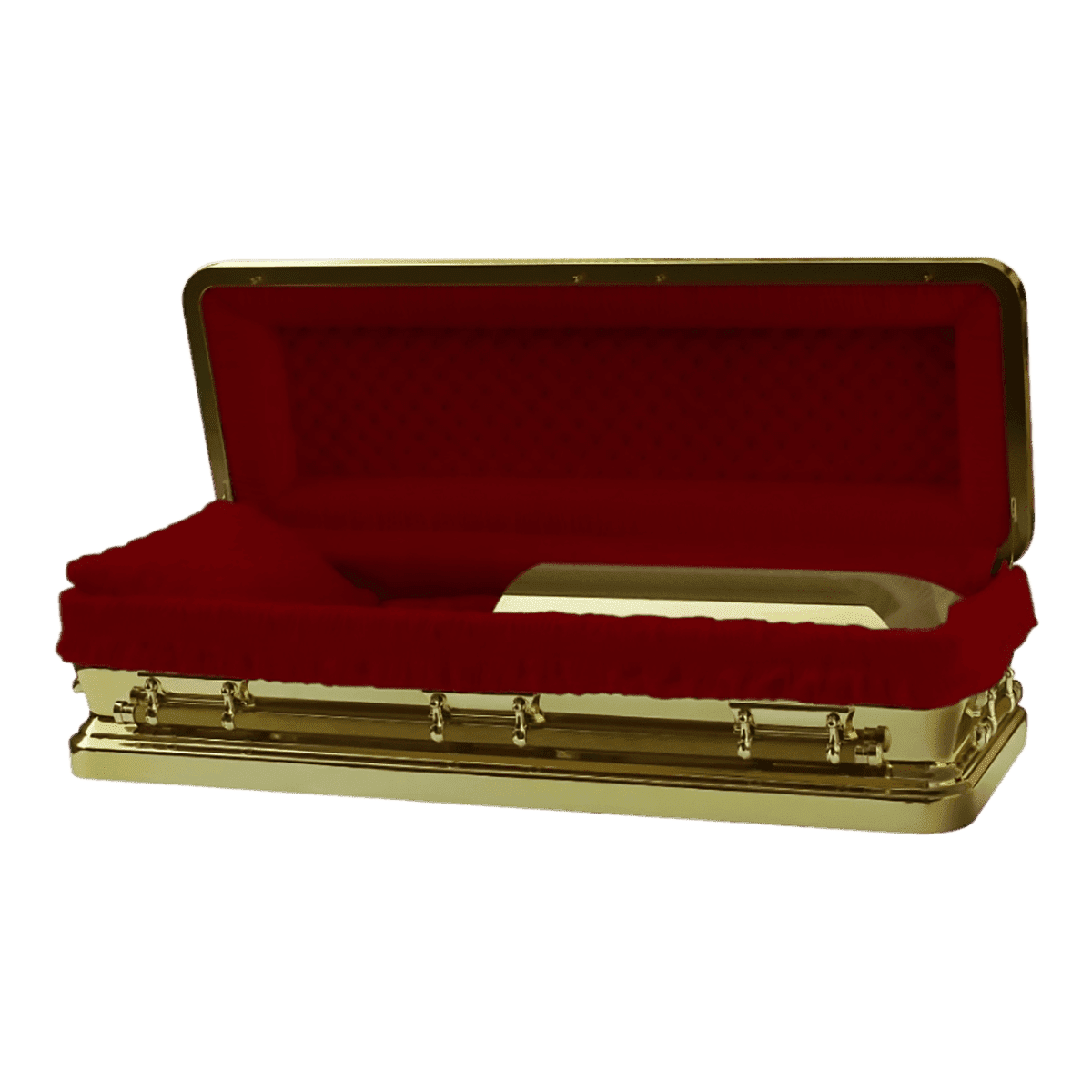 Gold Chrome Casket Full Couch — blue velvet interior (view 4)