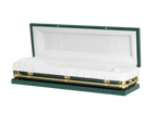 Clair Green Full Couch casket — green 20-gauge steel with white crepe interior (view 2)