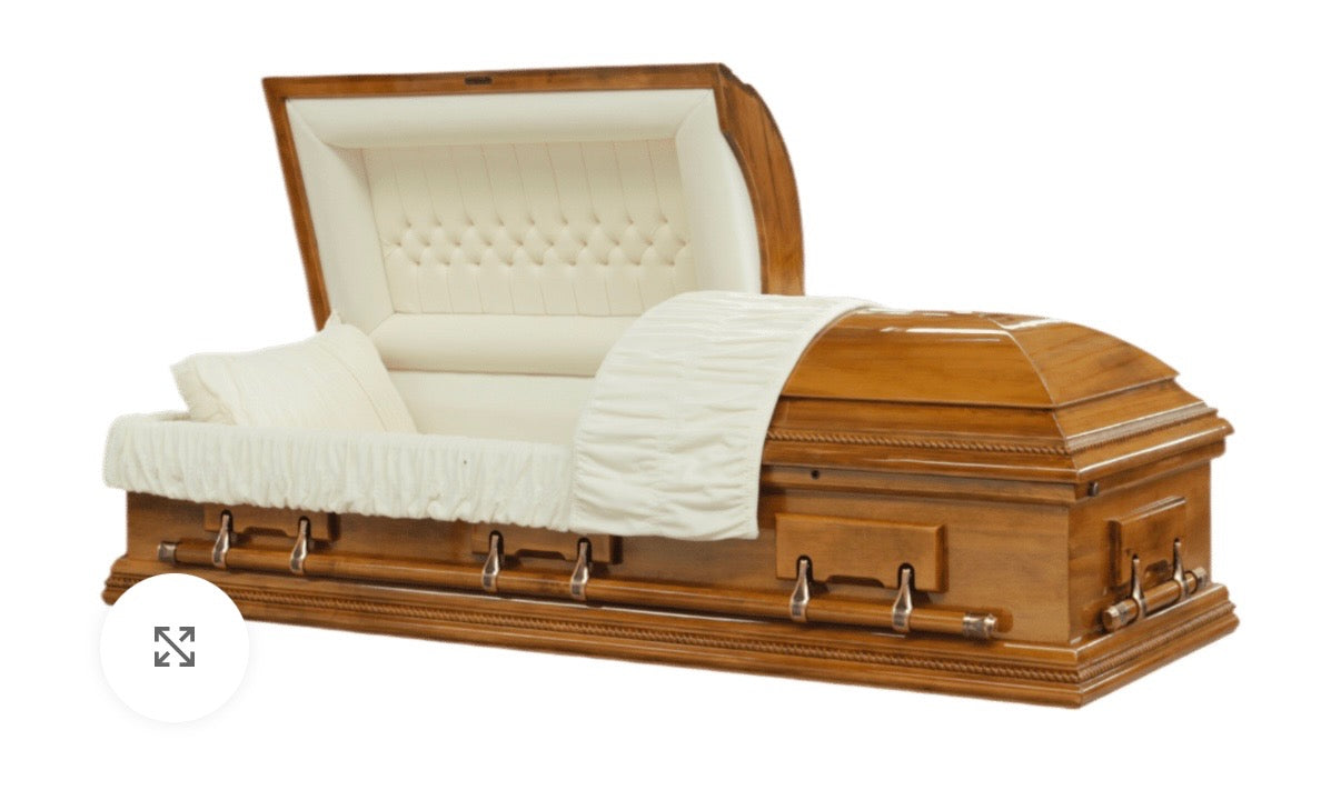 Batesville Oxford Hardwood casket — solid poplar with rosetan crepe interior (view 3)