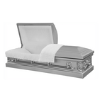 Infinite Silver casket — silver 20-gauge steel with white crepe interior (view 2)