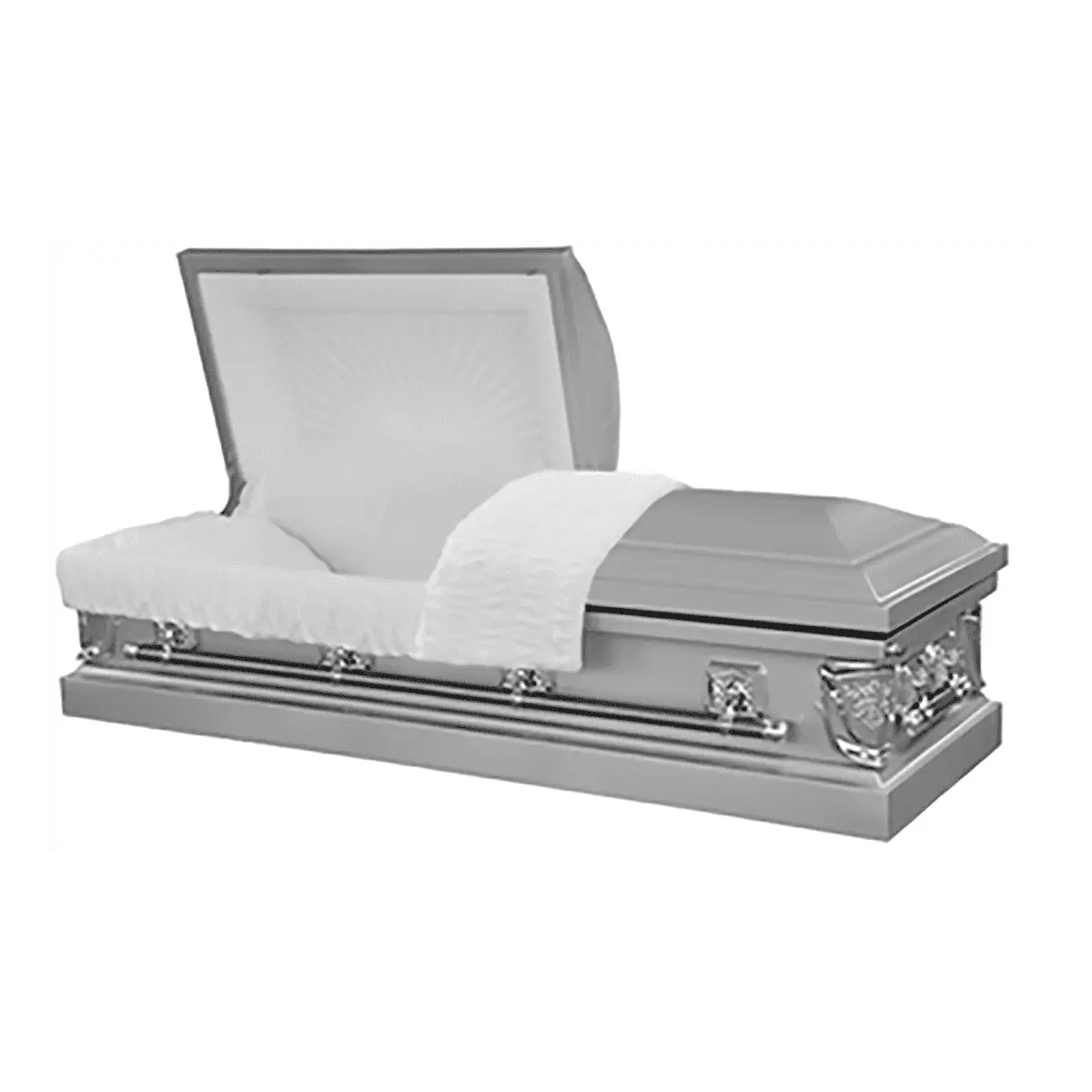 Infinite Silver casket — silver 20-gauge steel with white crepe interior (view 2)