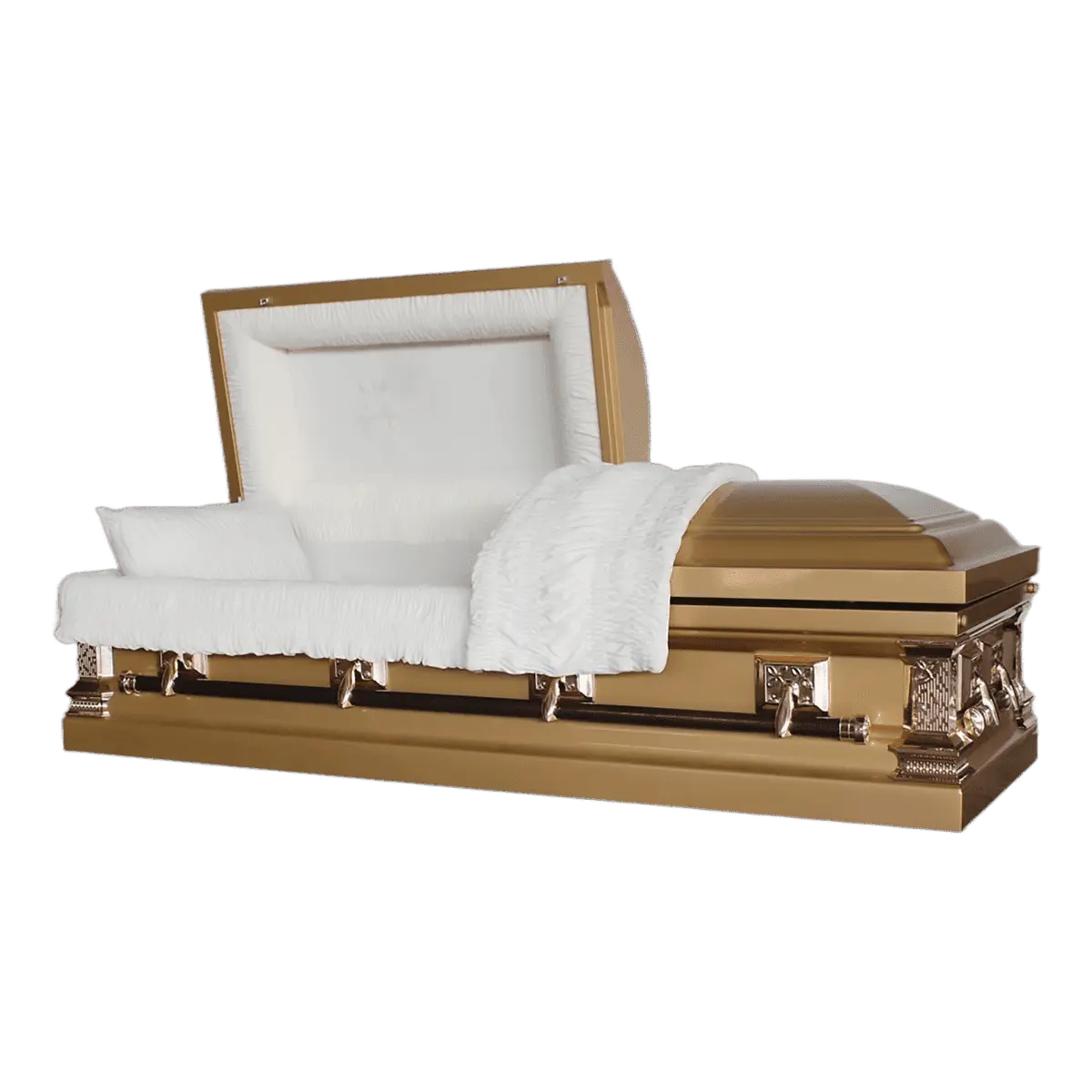 Delta Series Gold casket — gold 18-gauge steel with ivory velvet interior (view 2)