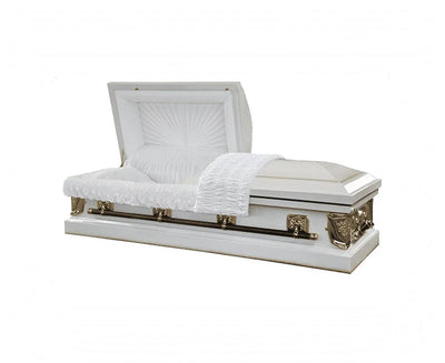 White Last Supper Metal Casket