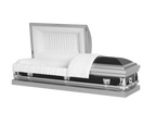Lenox Series Gramercy casket — silver 20-gauge steel with white crepe interior (view 3)