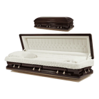 Discount Caskets Series Madison Mahogany Full Couch — solid mahogany with ivory velvet interior (view 2)