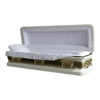 Discount Caskets Series Majestic White Full Couch — white 18-gauge steel with white velvet interior (view 2)