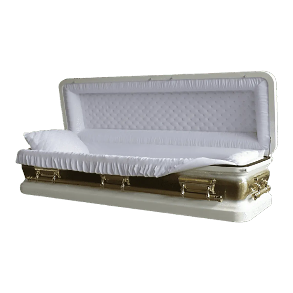 Discount Caskets Series Majestic White Full Couch — white 18-gauge steel with white velvet interior (view 2)