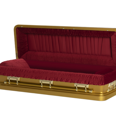 Gold and Maroon Casket Full Couch