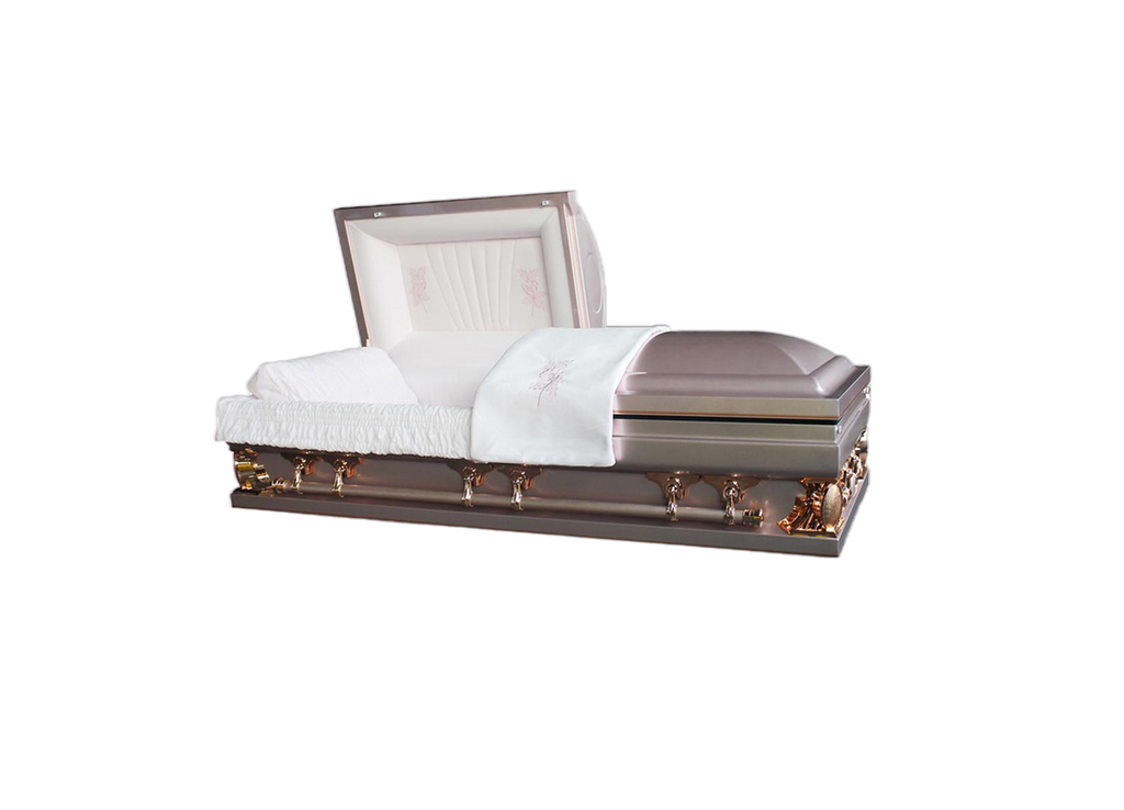 Gemini Series Rose Diamond casket — orchid 18-gauge steel with pink velvet interior (view 2)