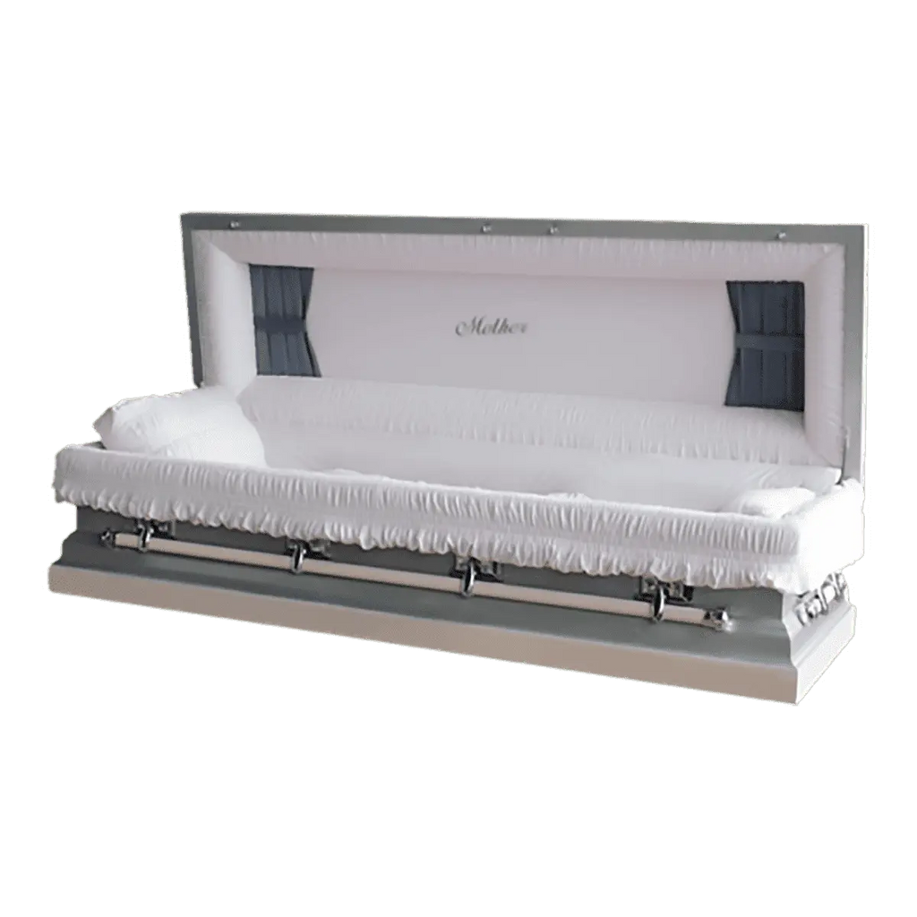 Discount Caskets Series Mother Rose Full Couch — pink 18-gauge steel with pink velvet interior (view 2)