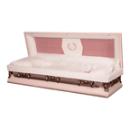 Discount Caskets Series Mother Pearl Full Couch — pearl 18-gauge steel with pink velvet interior (view 2)