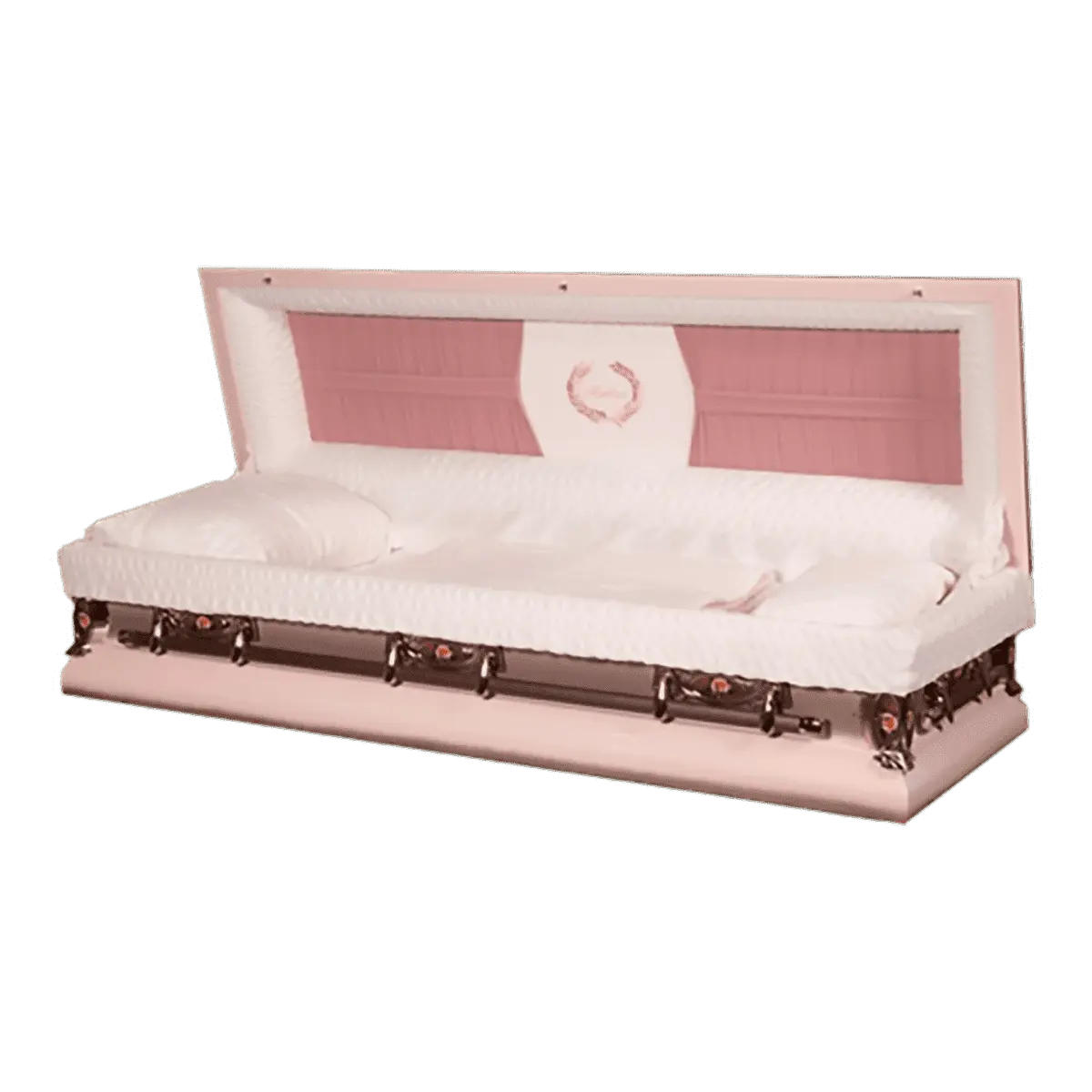 Discount Caskets Series Mother Pearl Full Couch — pearl 18-gauge steel with pink velvet interior (view 2)