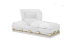 Mercury Series White and Gold casket — white 20-gauge steel with white crepe interior (view 2)