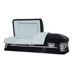 Delta Series Navy Blue casket — blue 18-gauge steel with blue velvet interior (view 2)