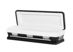 Discount Caskets Series Black and Silver Bar Full Couch — black 18-gauge steel with white velvet interior (view 3)