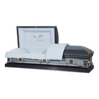 Satin Series Blue Cross casket — blue 20-gauge steel with blue crepe interior (view 3)